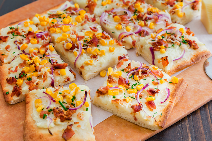 Mashed Potato and Bacon Pizza