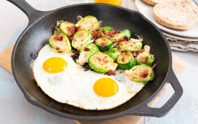 English Muffins with Eggs, Brussels Sprouts and Bacon