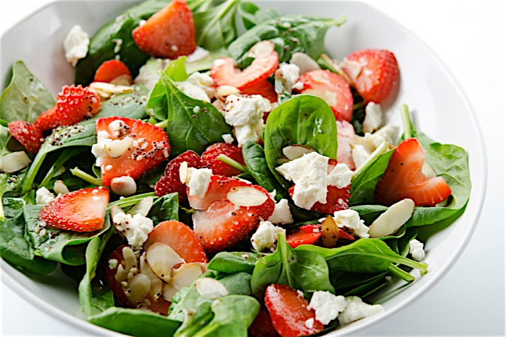 Spinach and Strawberry Salad with Goat Cheese