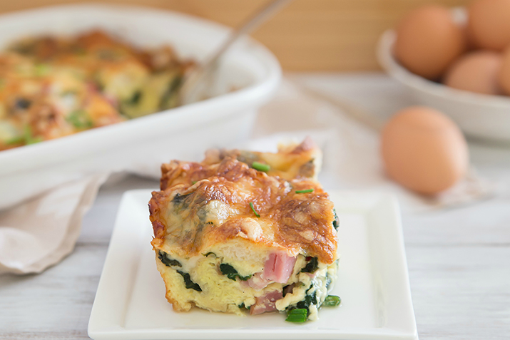 Spinach, Ham and Gruyere Strata