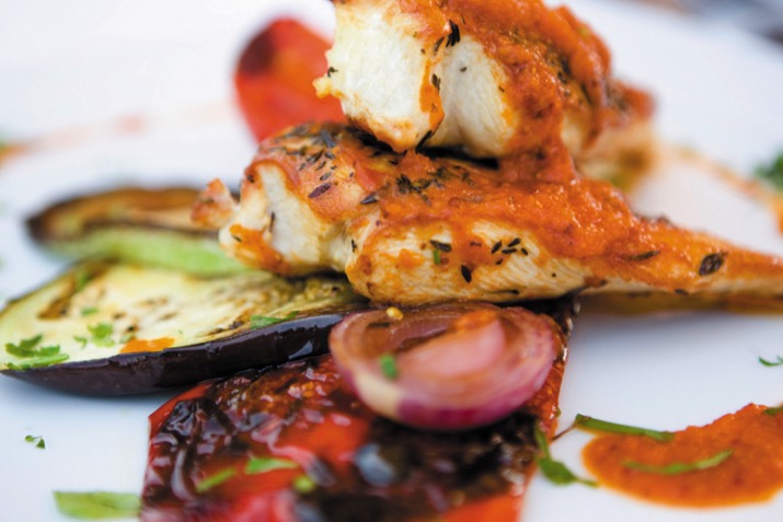 Grilled Chicken with Roasted Red Pepper Coulis