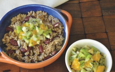 Rice and Beans with Orange Kiwi Salsa