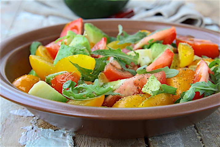 Arugula with Tomatoes and Avocados in Lime Vinaigrette
