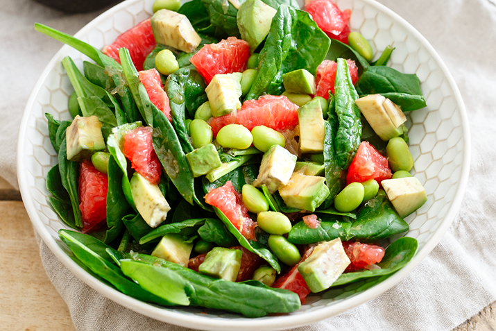 Grapefruit, Spinach & Edamame Salad