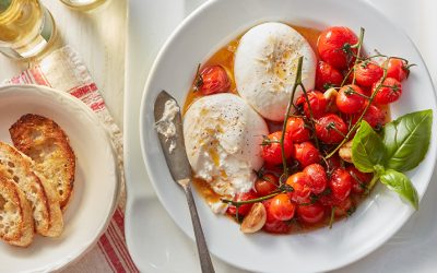Braised Tomatoes with Burrata