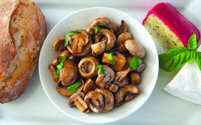 Garlic Poached Mushrooms with Fresh Basil