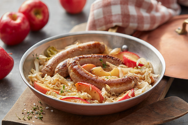 Seared Sausage, Cabbage and Apples