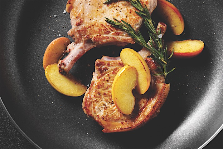 Brined Pork Chops with Gingered Apples